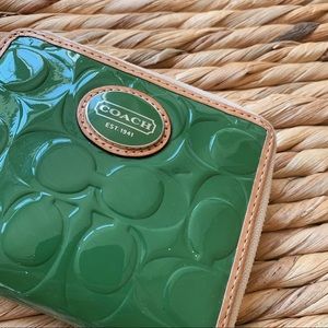 Green patent Coach wallet